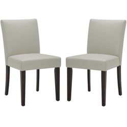 Upholstered Faux Leather Dining Chair, Modern Kitchen Side Chair (Set of 2, Creamy Gray)
