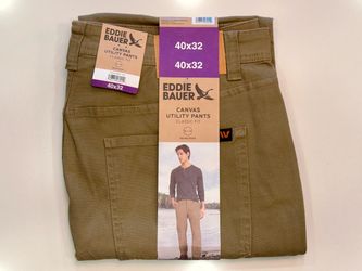 Eddie Bauer Canvas Utility Pants, Classic Fit, Tan, 40x32, 98% Cotton/2% Spandex, NWT