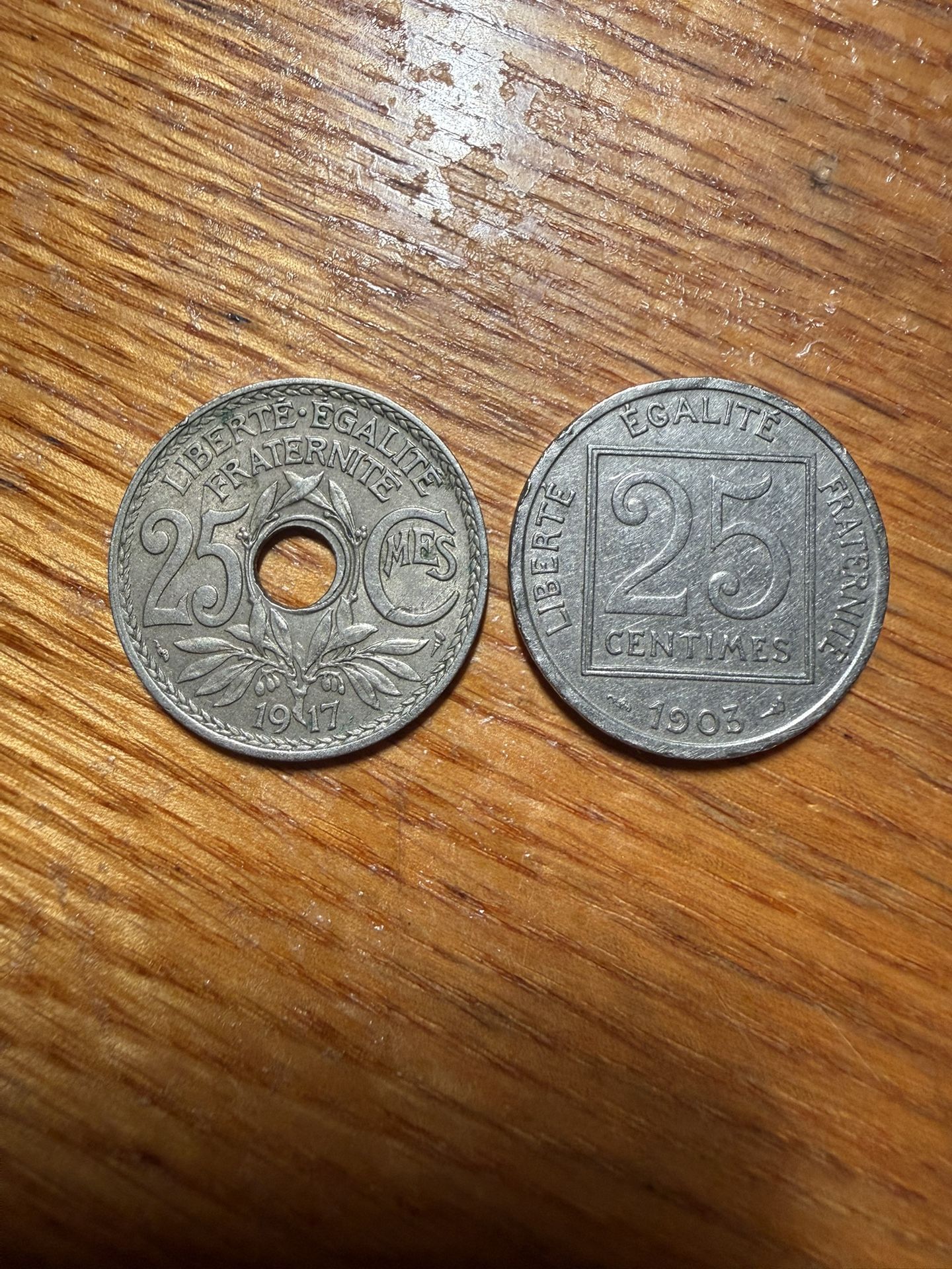 👀FRANCE 1903 And 1917 25 CENTIMES COIN LOT NICE GRADE SCARCE VINTAGE 👀