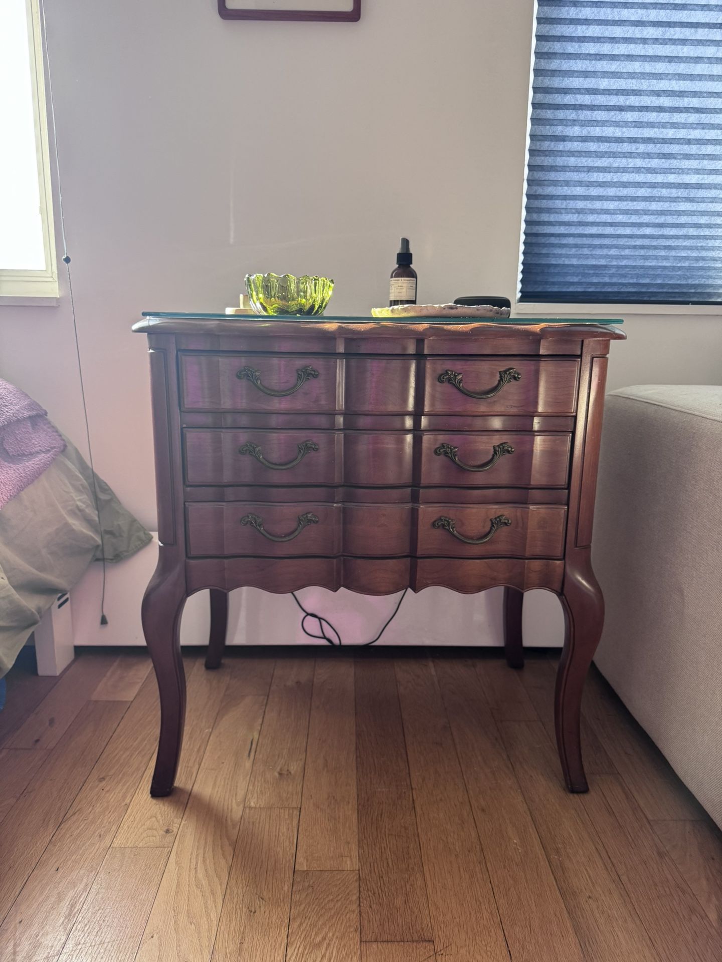Wood Antique Table With Drawers