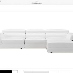 Modani White Italian Leather Sofa