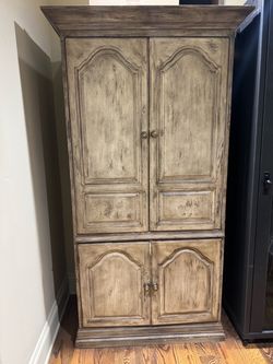 Distressed Wood Armoire Cabinet
