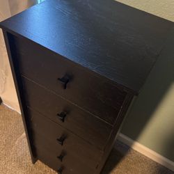 Dresser, 5 Drawer, Slim,  Black