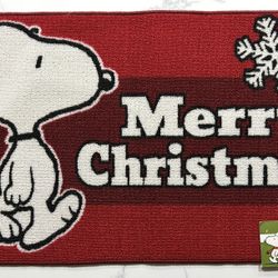 Peanuts Snoopy Christmas Accent Rug Door Mat New 20” X 33”