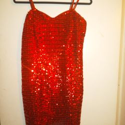 Red Ladies Party Dress, Sz Small