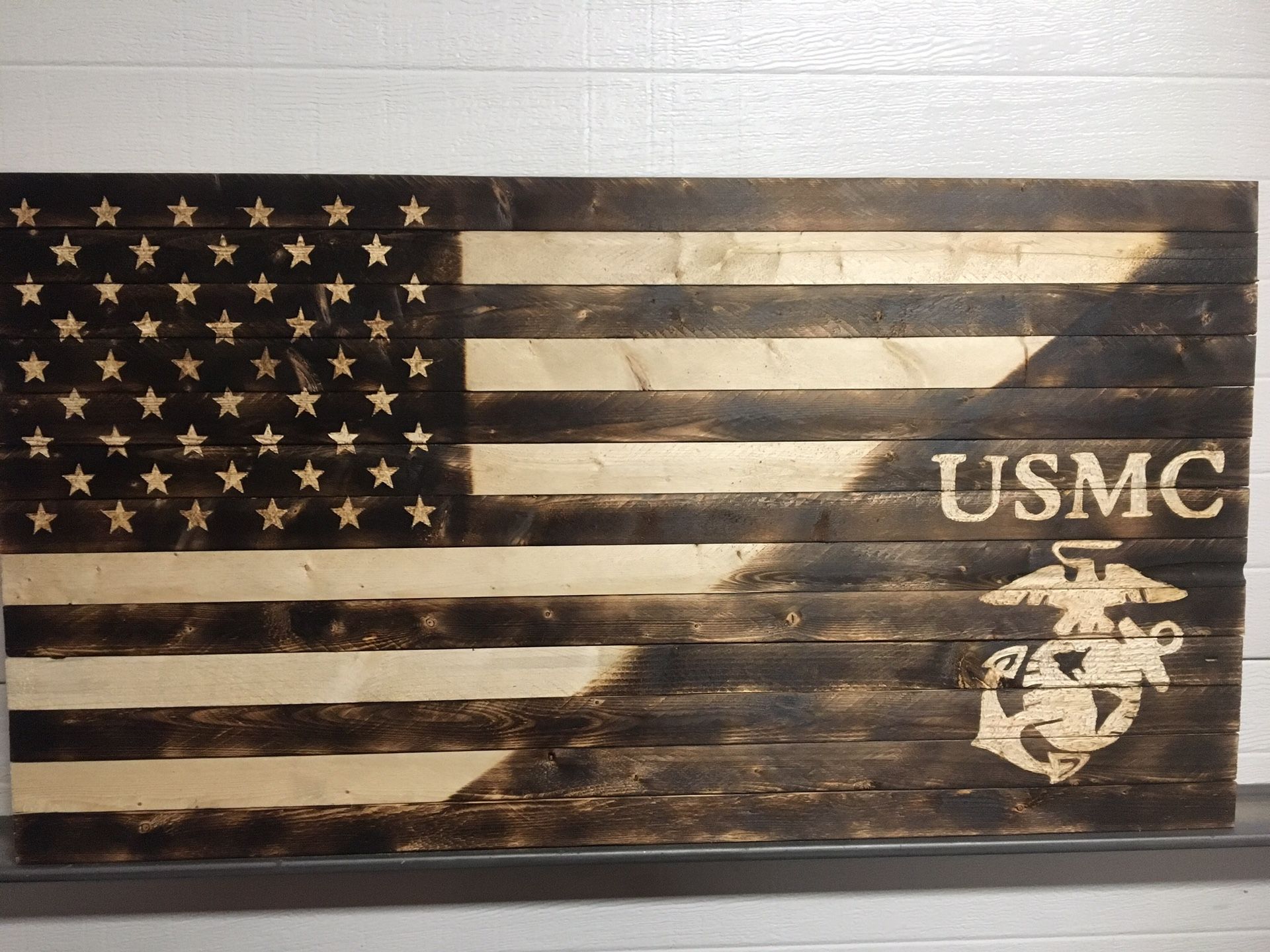 Rustic military wood flags