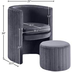 Barrel chair W/ Ottoman