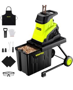 New -50L Collecting Bin, 15-Amp Wood Chipper Shredder, High Efficiency Electric Mulcher Shredding Machine with 25:1 Reduction Ratio, 1.8In Cutting Dia