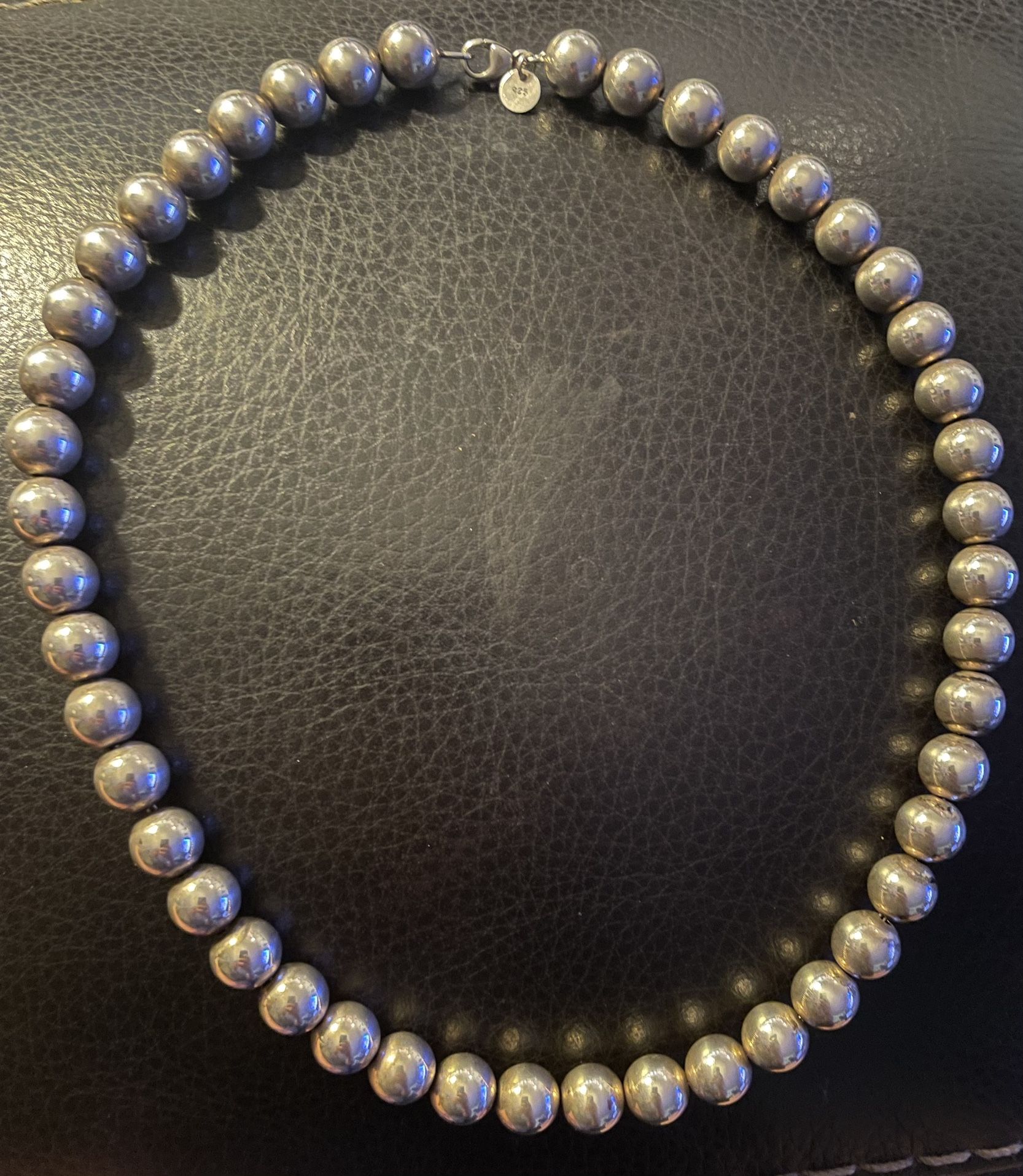 Tiffany 18” 10 mm silver ball necklace.