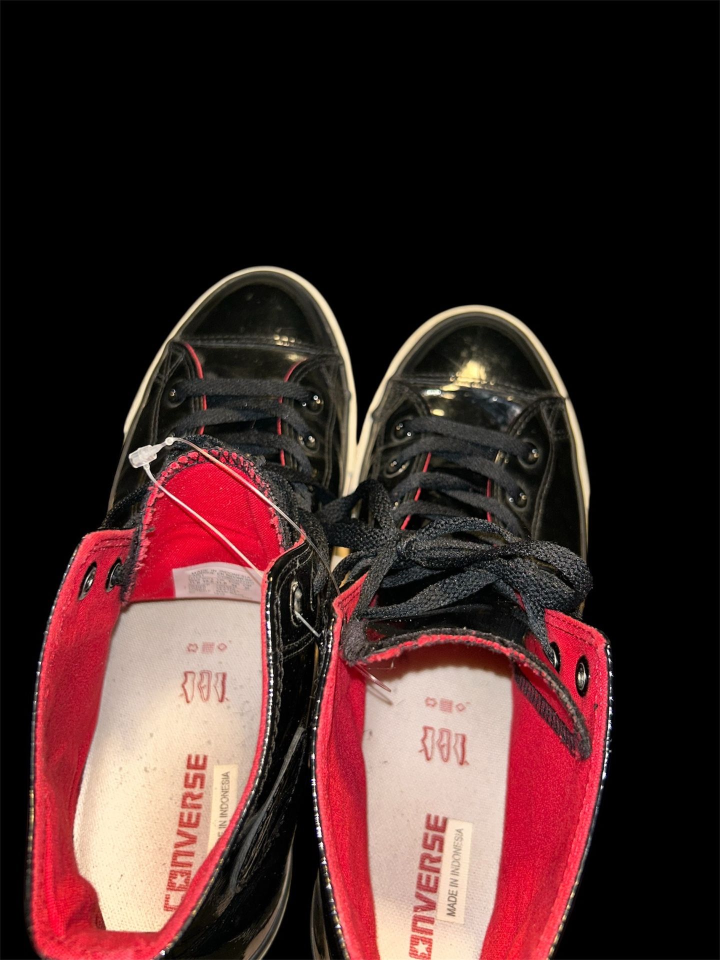Converse Chuck Taylor All Star Patent High Black Red Unisex Size 11.5