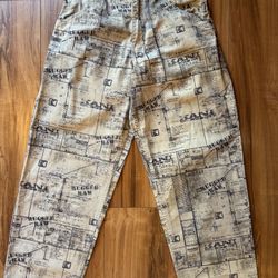 Mens Karl KANI Pants Jeans Rugged Raw 30 x 32 Printed Blueprint Architectural