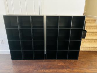 Set of 2 Black 12 Cube Bookshelves/Organizers