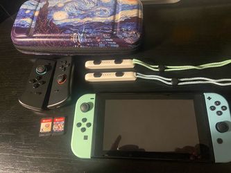 Nintendo Switch animal Crossing :New Horizon Edition Bundle with 2 Games and hard case and extra controllers