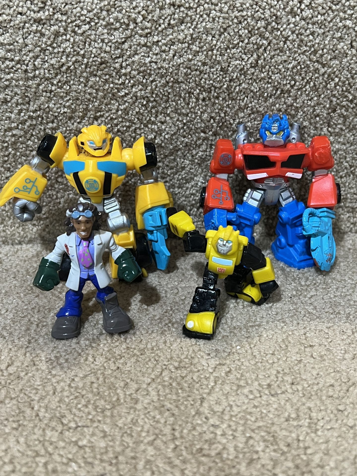 Playskool Transformers Rescue Bots Optimus Prime & Bumblebee Doc Greene lot of 4