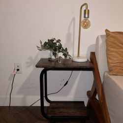 Wooden End Table W/ Wheels 