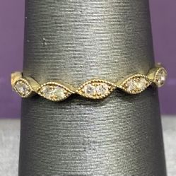 10K Yellow Gold Diamond Stackable Ring 0.14 CTW
