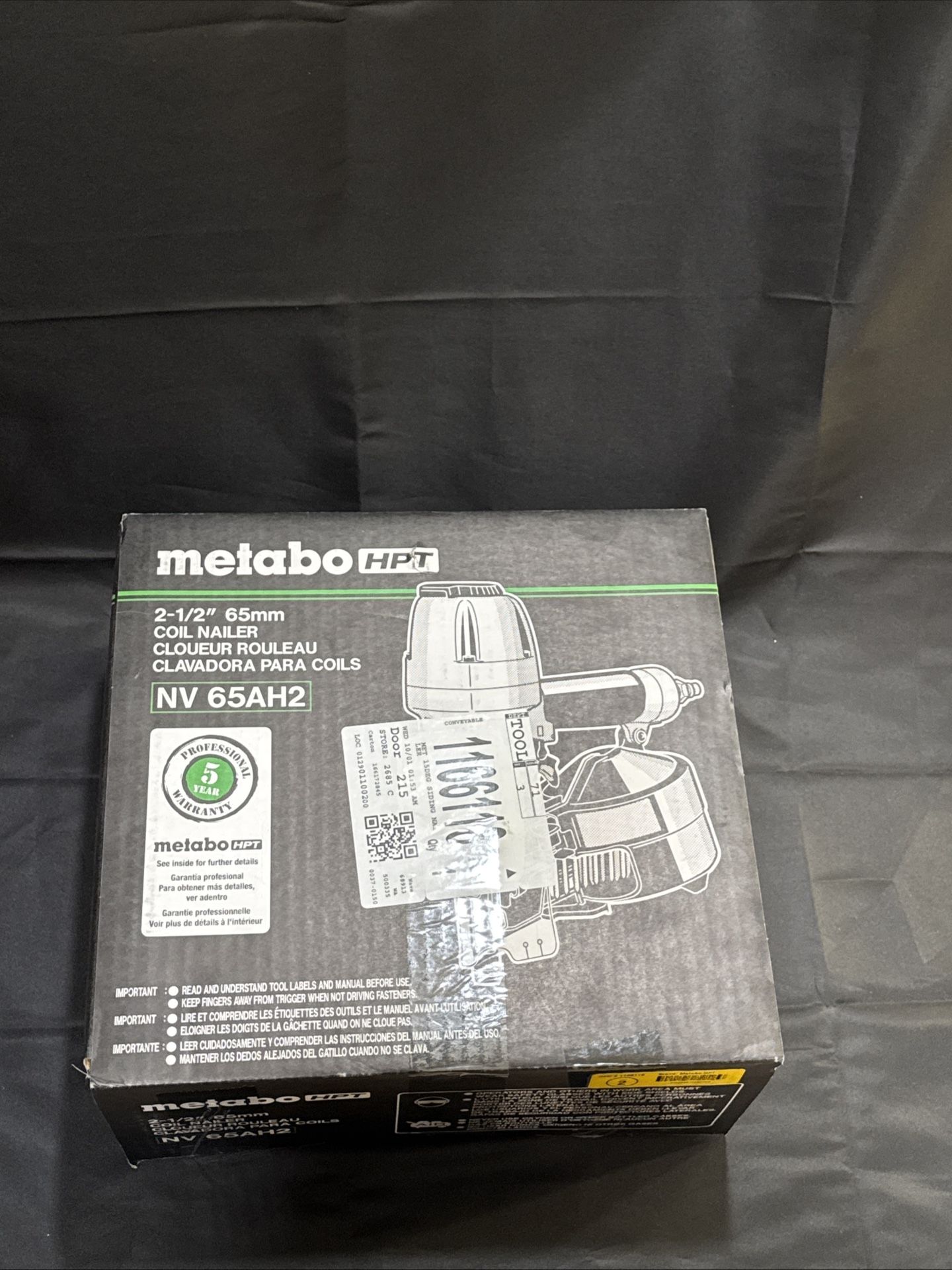 Metabo HPT NV65AH2 2-1/2” Coil Siding Nailer – Open Box / Used Once 