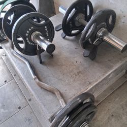 Juego De Pesas Con Barras Y Mancuernas 