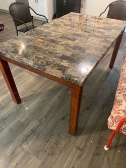 Dining Table – Faux Marble Top   $100 OBO