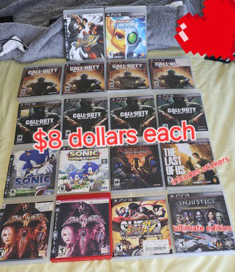 Ps3 Playstation 3 Games $8 Dollars Each 