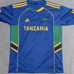 Men's Size Small Tanzania Soccer Jersey Blue Yellow Ngasa