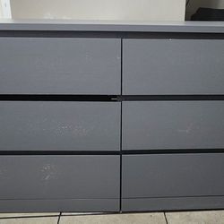Ikea Malm 6 Drawer Dresser - Grey
