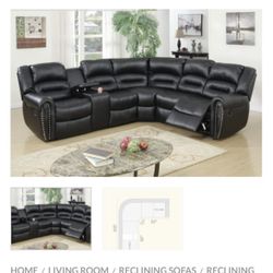 Black Motion Sectional Sofa With Recliner