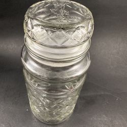 Vintage Planters Mr Peanuts Jar Glass Diamond Pattern Jar 1984