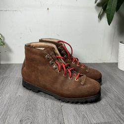 Vintage Pivetta Hiking Boots Mens 9 Brown Suede Lace Up Vibram Italy