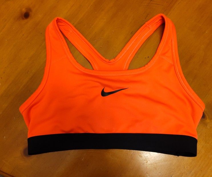 Nike Neon Orange Sports Bra with Black Band - Size Large