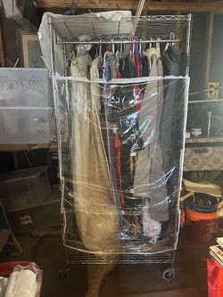 Heavy Duty Garment Rack, Free-Standing Rolling Clothes Rack with Fitted Grey Oxford Cover, Extra Large