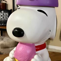 RARE Vtg 80’s Peanuts  Snoopy & Woodstock Vinyl Cookie Jar or Dog Treats
