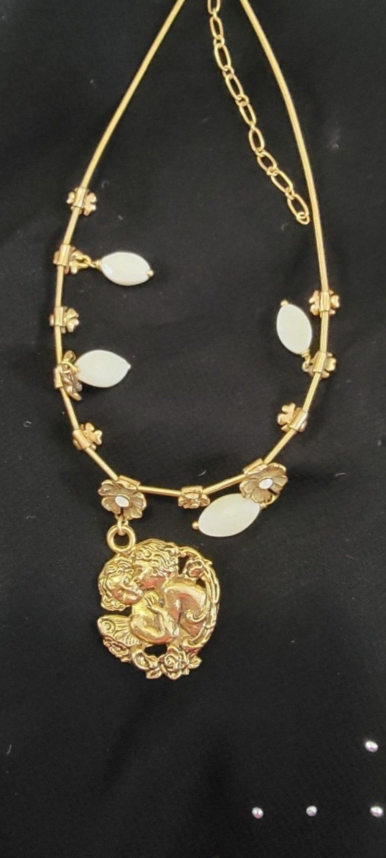Beautiful Vintage Flowers and Angel's Necklace 

