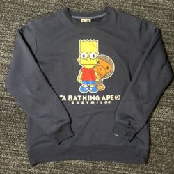 Navy Blue 2013 A Bathing Ape Baby Milo x Bart Simpson Crewneck sweatshirt