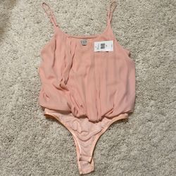 New Guess bodysuit salmon orange small blouse top tank 