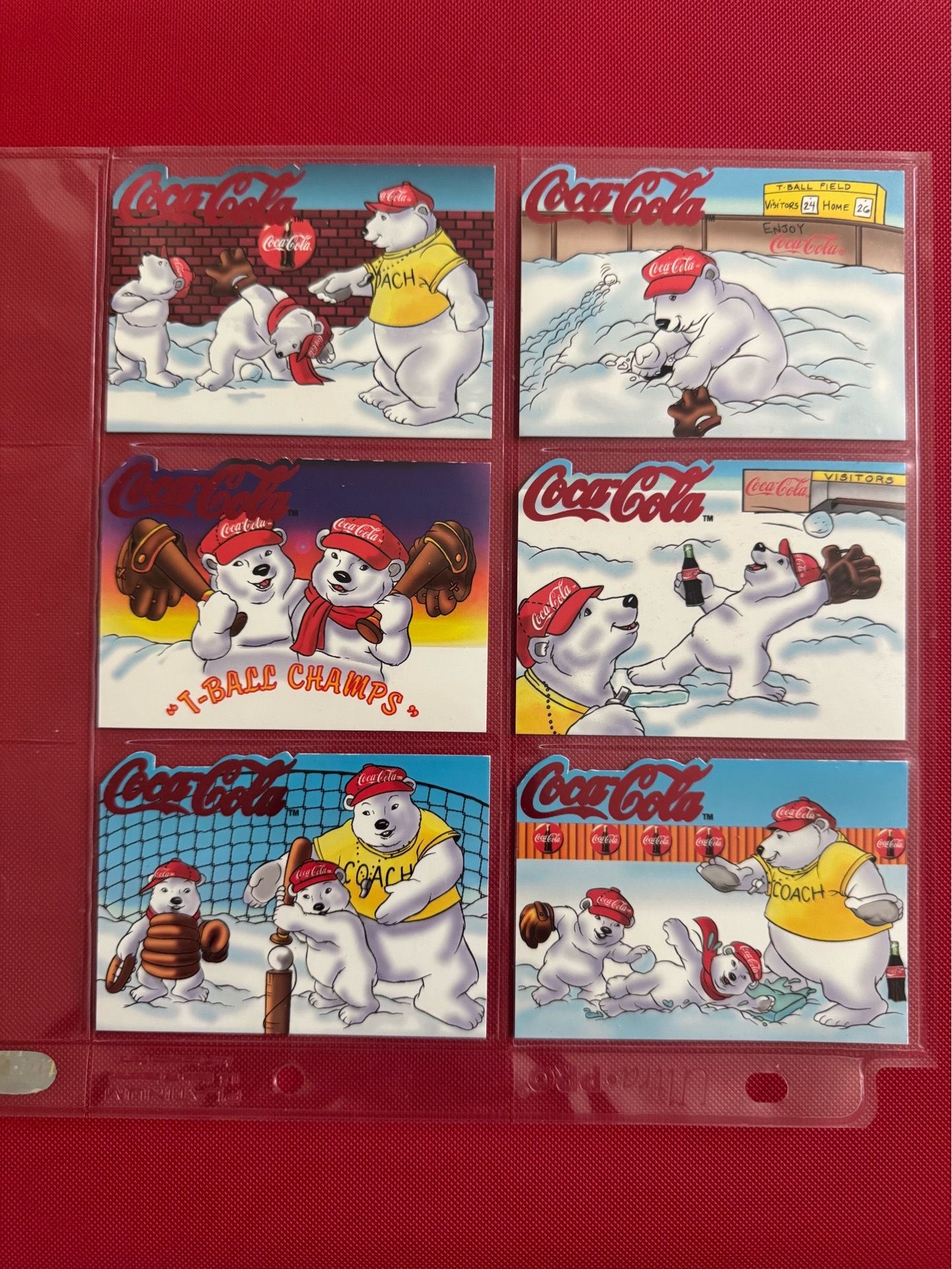 1996 Coca-Cola Trading Cards Complete Set of 6 Polar Bears T-Ball Practice