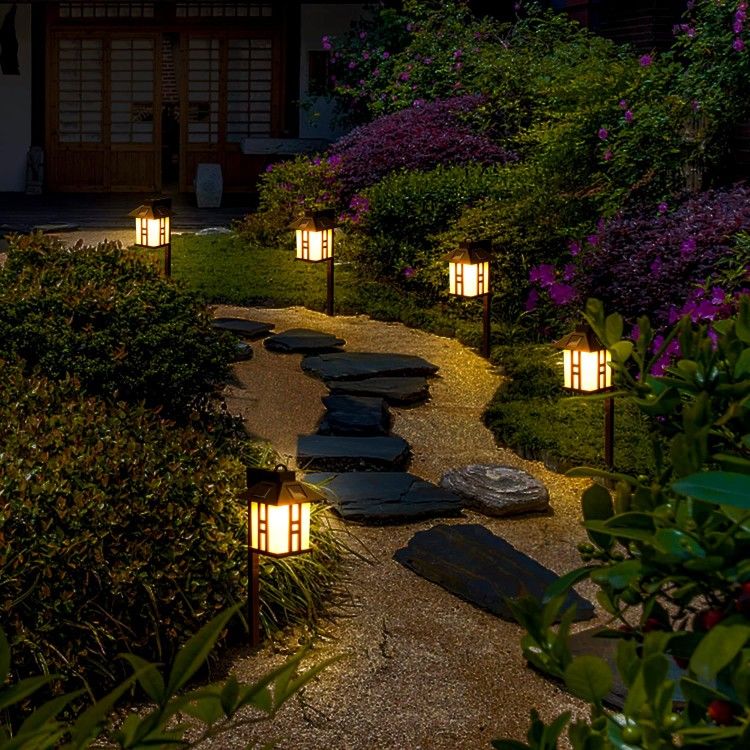 GIGALUMI Japanese Decor Lights, Solar Pathway Lights, Solar Lights for Outside/Lawn/Patio/Yard/Pathway/Walkway/Driveway Decoration 2 Pack