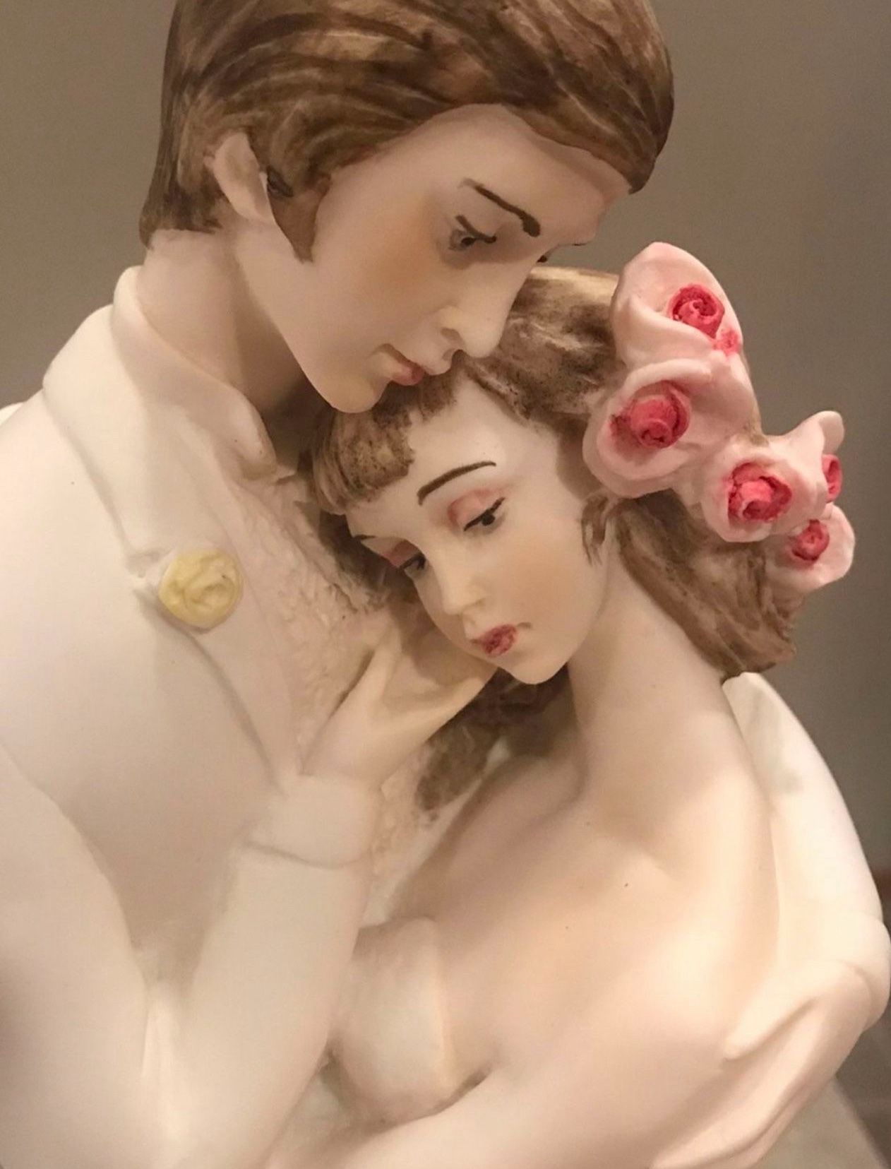 Vintage 16” A. Santini Bride And Groom Figure Staturew Signed. 