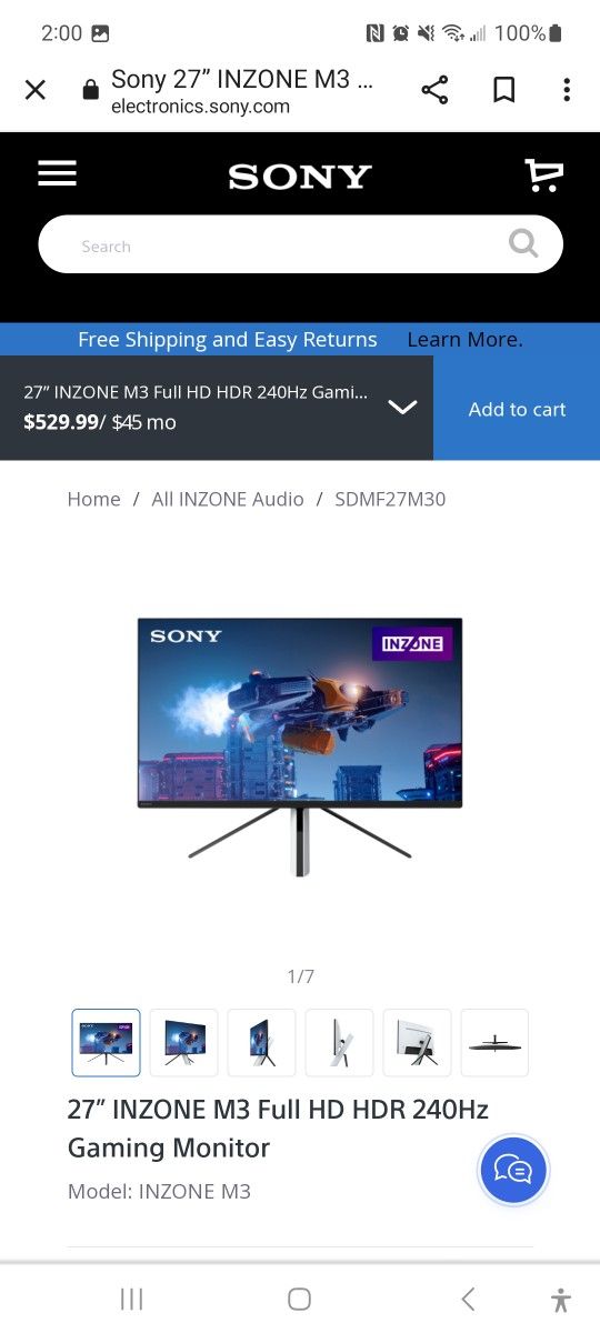 27" Inzone Gaming Monitor