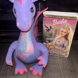 Barbie Rapunzel Moving Dragon and VHS Tape