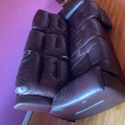 Brown leather recliner