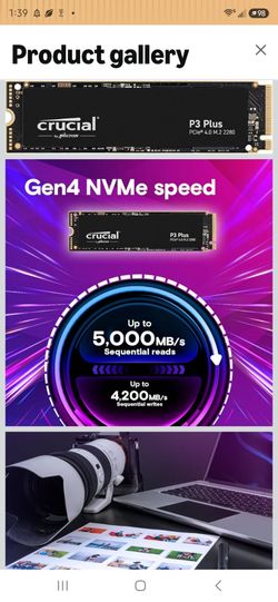 NVMe SSD 2TB, PCIe 4.0 M.2 2280