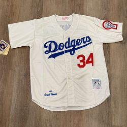 Dodgers Cream Jersey Men Valenzuela 34 Vintage (NWT