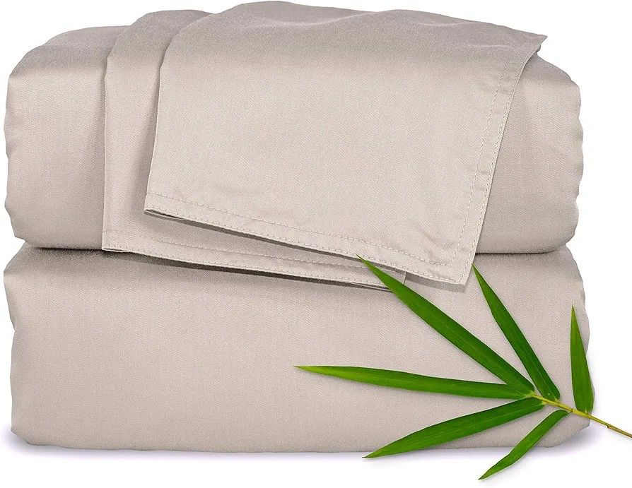 Pure Bamboo King Sheets, Genuine 100% Organic Viscose Derived from Bamboo Bed Sheet Set, Luxuriously Soft & Cooling, Double Stitching, 2 Year Quality