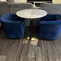 NEW Two Swivel Barrel Accent Chairs With Ottoman 