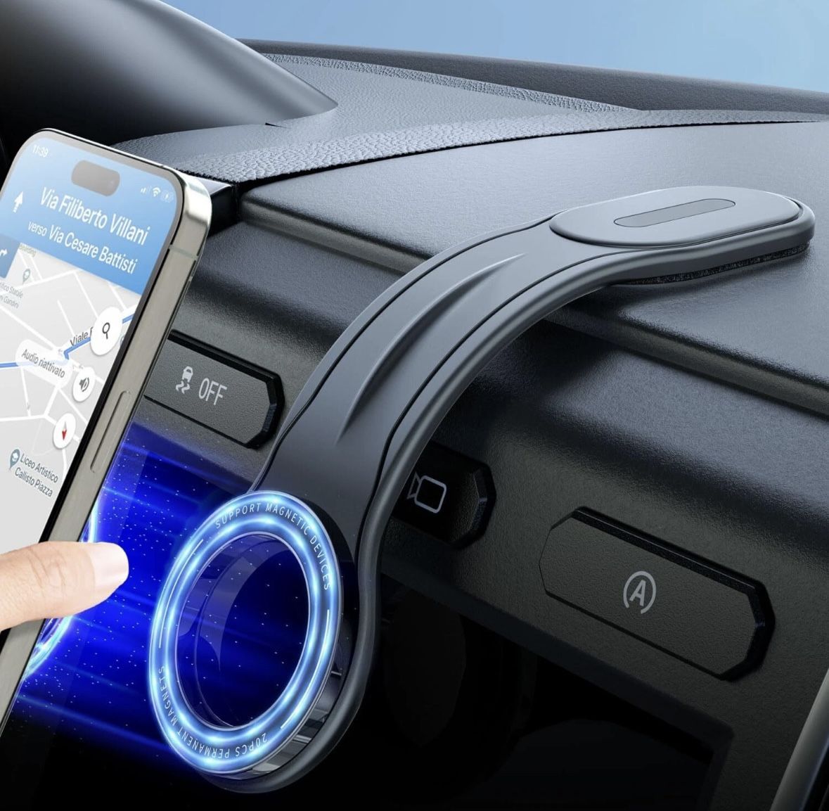 eSamcore for MagSafe Car Mount Detachable, Black Minimalist