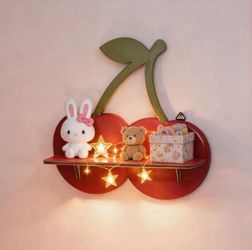 New : 1pc Red Cherry Shaped Wall Hanging Shelf Decor Wall Rack Cute Fruit Style Display Rack Sweet Aesthetic Style Hanging Storage Rack Minimalist Des