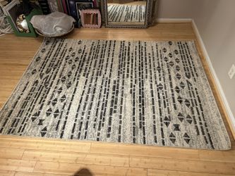 Gray and black geometric design rug