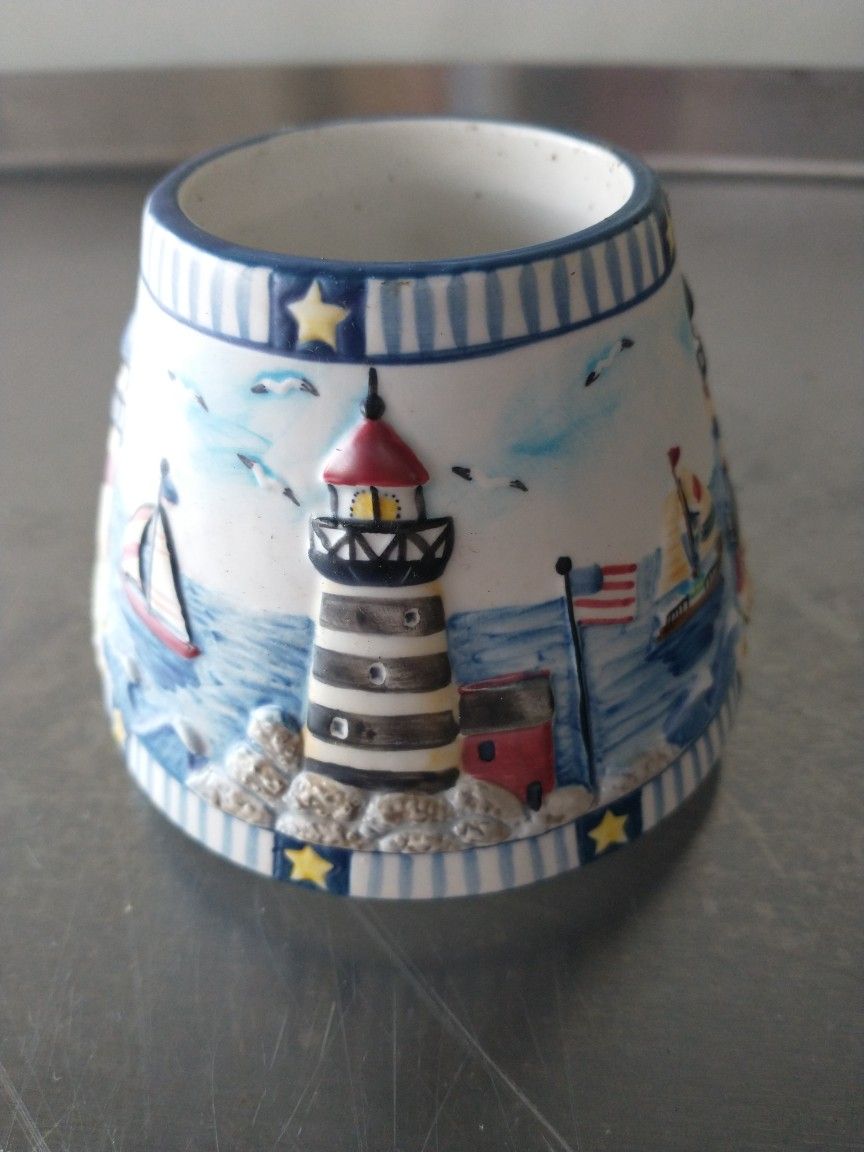 Yankee Candle Nautical Topper Shade Lighthouse Sailboat Ocean Beach