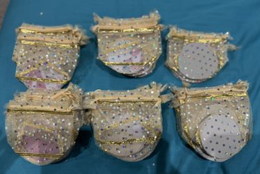 Gold Organza Drawstring Bag with Rounded Bottom (52 bags) for Party Favors 